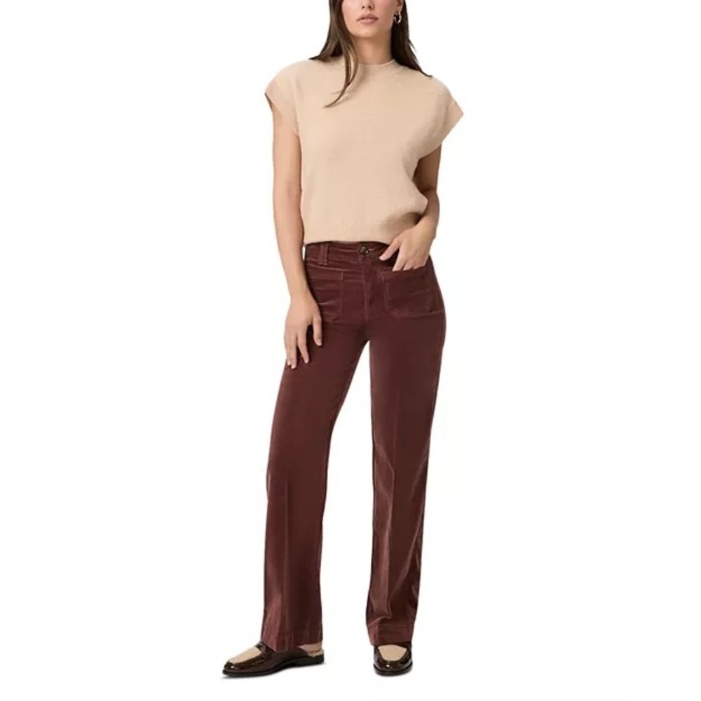 Paige Women's Corduroy Pants Sasha High Rise Patch Pocket Landslide Chocolate 32